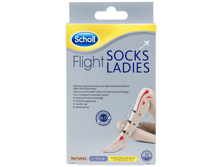 Scholl Flight Socks Compression Hosiery - Natural Large