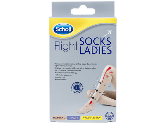 Scholl Flight Socks Compression Hosiery - Natural Large