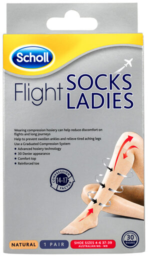 Scholl Flight Socks Compression Hosiery - Natural Medium