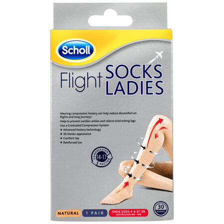 Scholl Flight Socks Compression Hosiery - Natural Medium