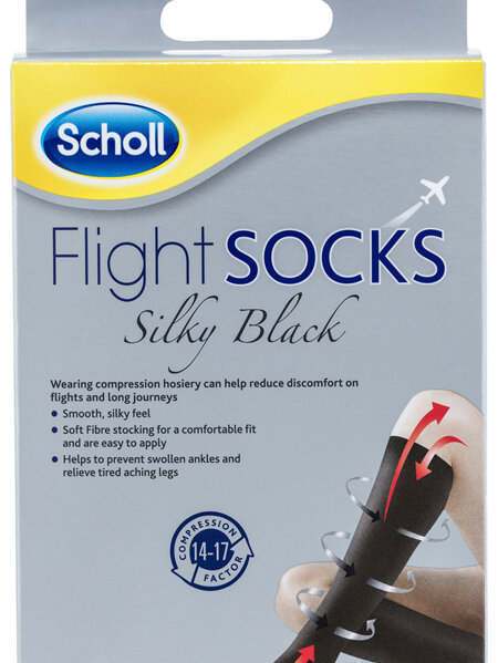 Scholl Flight Socks Compression Hosiery -Silky Black Large
