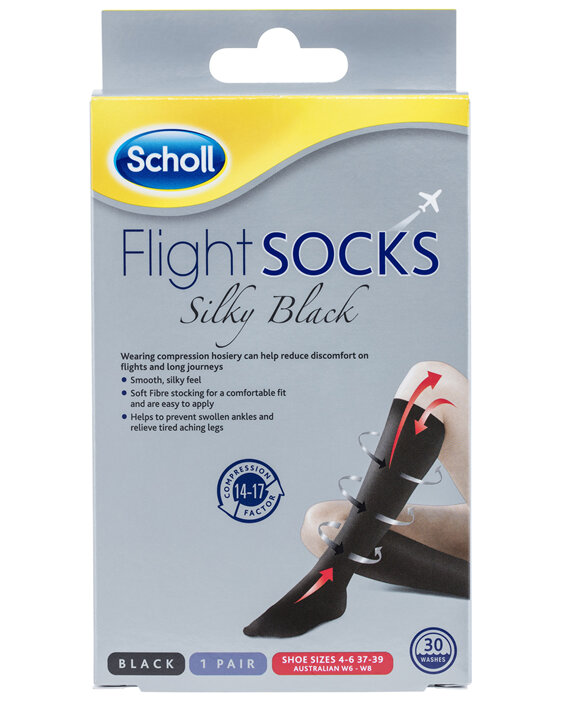 Scholl Flight Socks Compression Hosiery - Silky Black Medium