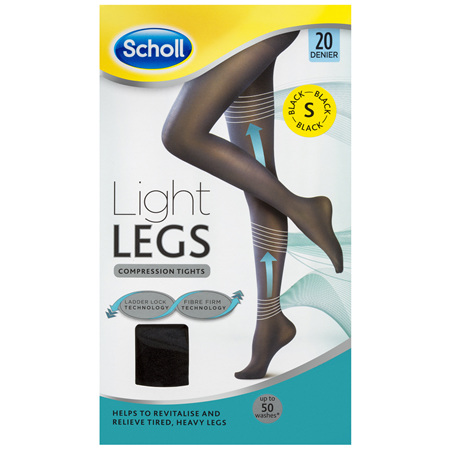 Scholl Light Legs Compression Tights 20 Denier for Tired Legs Black Small