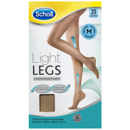 Scholl Light Legs Compression Tights 20 Denier for Tired Legs Natural Medium