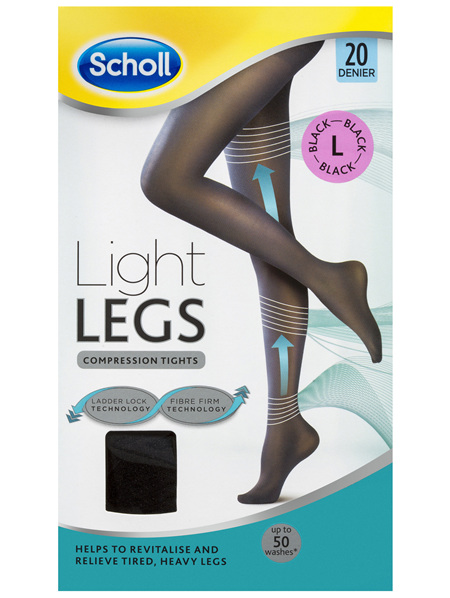 Scholl Light Legs Compression Tights 20 Denier for Tired Legs Black Large
