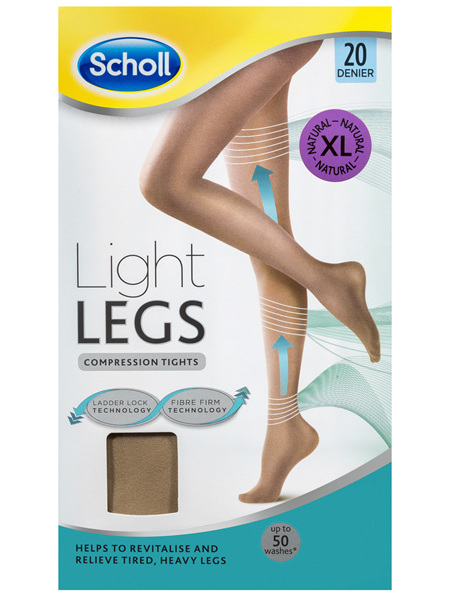 Scholl Light Legs Compression Tights 20 Denier for Tired Legs Natural Extra Large