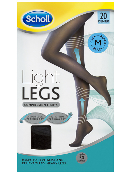 Scholl Light Legs Compression Tights 20 Denier for Tired Legs Black Medium