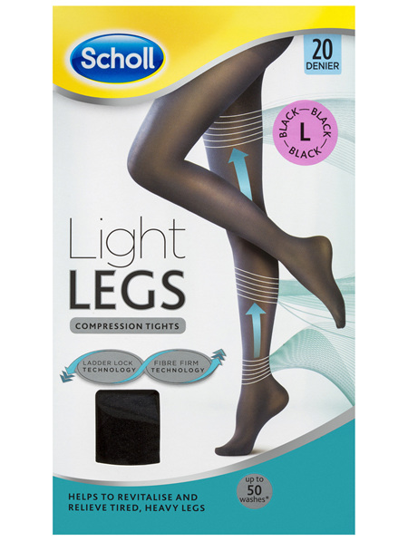 Scholl Light Legs Compression Tights 20 Denier for Tired Legs Black Large