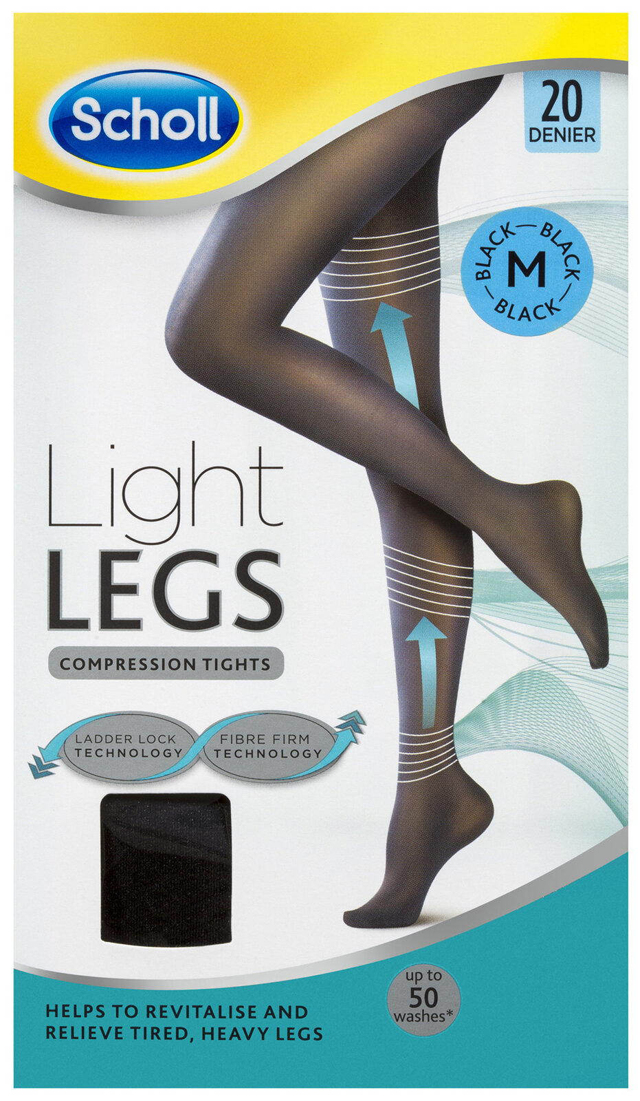Scholl Light Legs Compression Tights 20 Denier for Tired Legs Black Medium  - Unichem 218 Ponsonby Pharmacy Shop