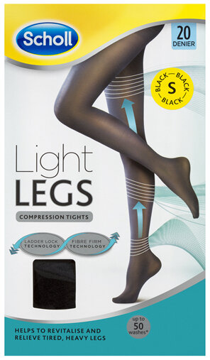 Scholl Light Legs Compression Tights 20 Denier for Tired Legs Black Small