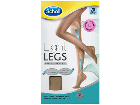 Scholl Light Legs Compression Tights 20 Denier for Tired Legs Natural Large