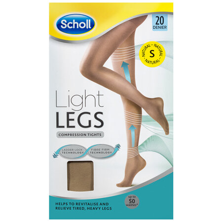 Scholl Light Legs Compression Tights 20 Denier for Tired Legs Natural Small