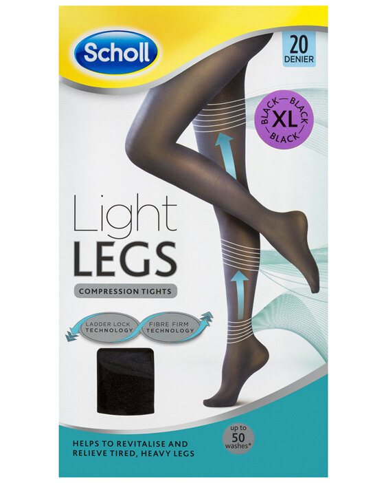 Scholl Light Legs Compression Tights 20 Denier for Tired Legs Black Extra Large