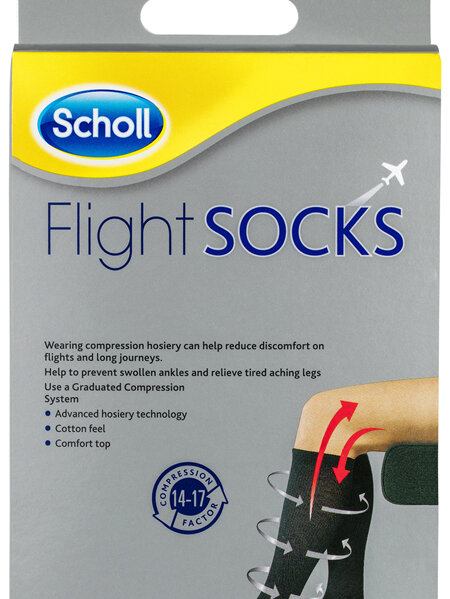 Scholl Travel and Compression Socks - Black Cotton Large