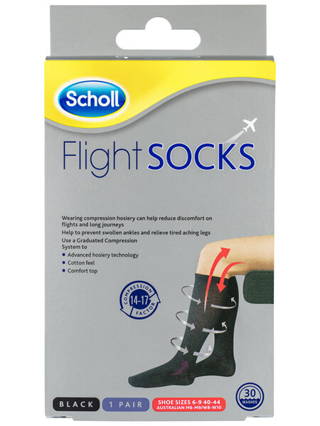 Scholl Travel and Compression Socks - Black Cotton Small