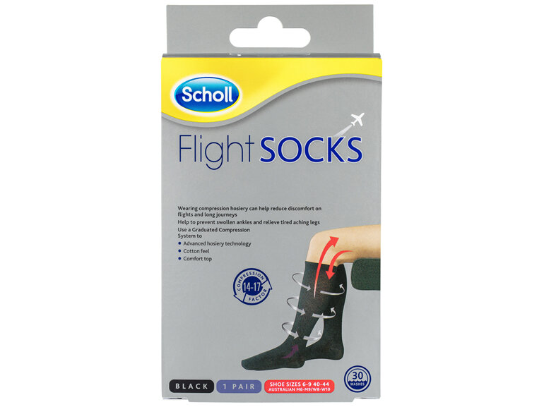 Scholl Travel and Compression Socks - Black Cotton Small