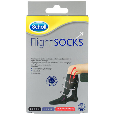 Scholl Travel and Compression Socks - Black Cotton Small