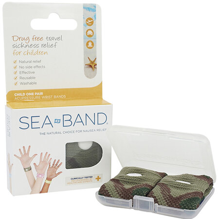 Sea-Band Childs Anti-Nausea Wrist Band Blue Camo