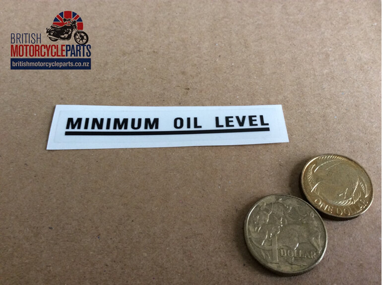 SEO: 60-0003B Transfer Minimum Oil Level - Black - British Motorcycle Parts Ltd