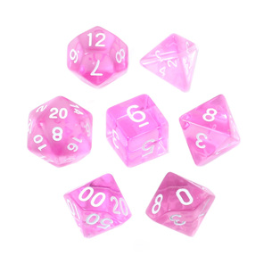 Set of 7 Pink and White Translucent Polyhedral Dice Games Hobbies New Zealand