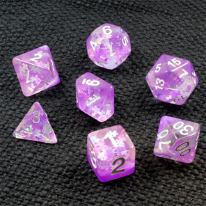 Set of 7 Purple Jigsaw Confetti Polyhedral Dice Games and Hobbies NZ