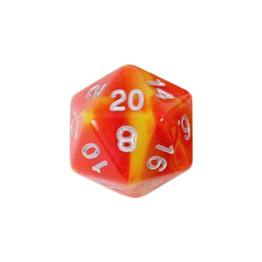 Set of 7 Red & Yellow Fusion Polyhedral Dice Games and Hobbies New Zealand