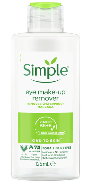 Simple  Eye Make-Up Remover  with Pro Vitamin B5 and Vitamin E removes waterproof mascara 125ml