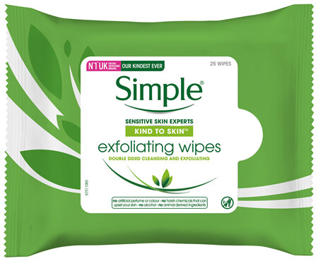 Simple  Facial Wipes Exfoliating 25 Wipes
