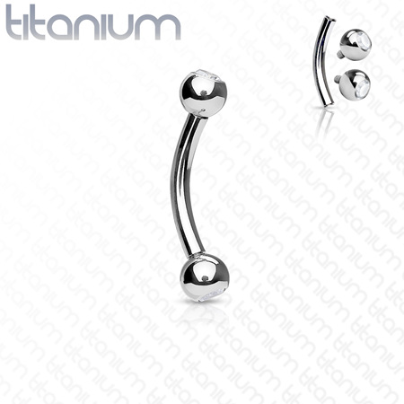 Solid G23 Titanium Internally Threaded Curved Barbells w/ Jeweled Balls