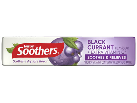 Soothers Blackcurrant Sore Throat Lozenges + Vitamin C 10 Pack 