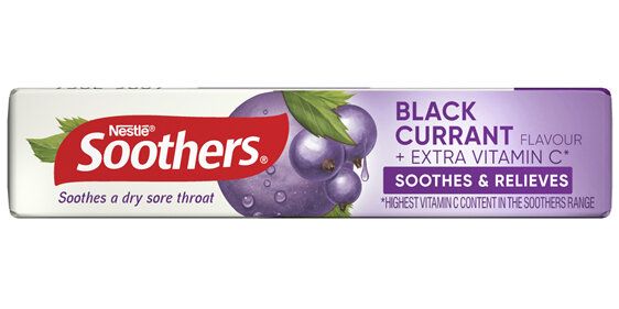 Soothers Blackcurrant Sore Throat Lozenges + Vitamin C 10 Pack 