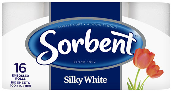 Sorbent 3 PLY Silky White Toilet Tissue - 16 Pack