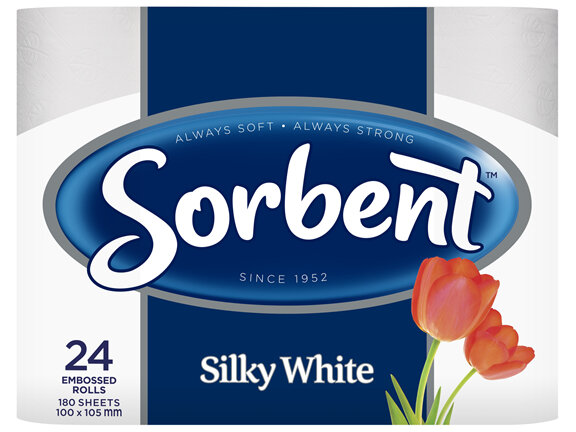 Sorbent 3 PLY Silky White Toilet Tissue - 24 Pack