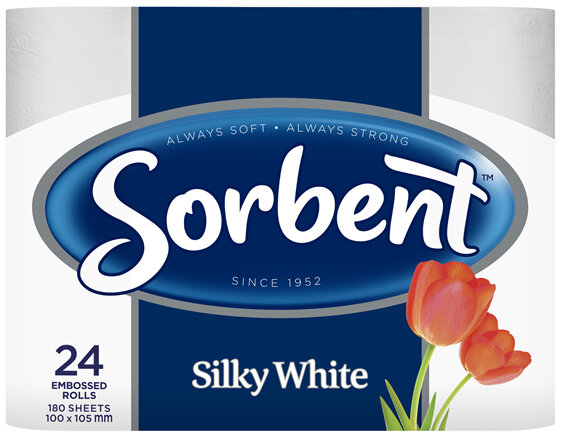 Sorbent 3 PLY Silky White Toilet Tissue - 24 Pack