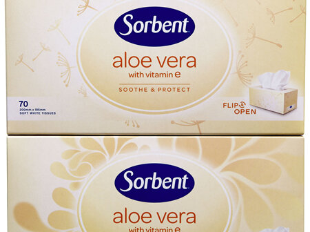 Sorbent Facial Tissue Aloe Vera 70 Pack