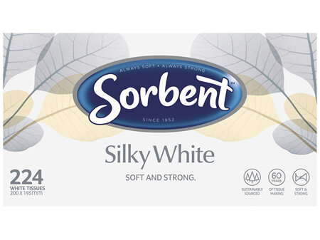 Sorbent Facial Tissue Silky White 224 Pack
