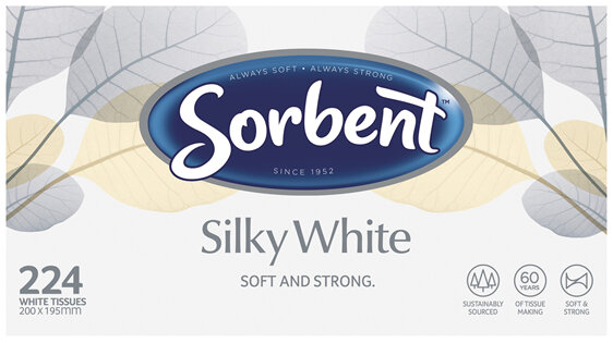 Sorbent Facial Tissue Silky White 224 Pack