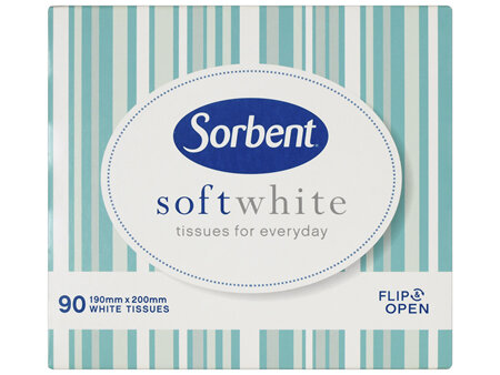 Sorbent Soft White Facial Tissues 90s