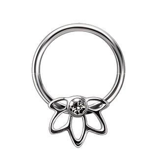 Stainless Steel Flower Snap-in Captive Bead Ring