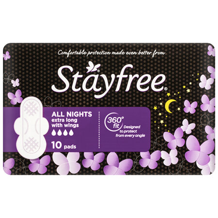 Stayfree All Nights Pads With Wings 10 Pack