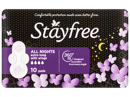 Stayfree All Nights Pads With Wings 10 Pack