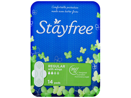 Stayfree Regular Pads With Wings 14 Pack
