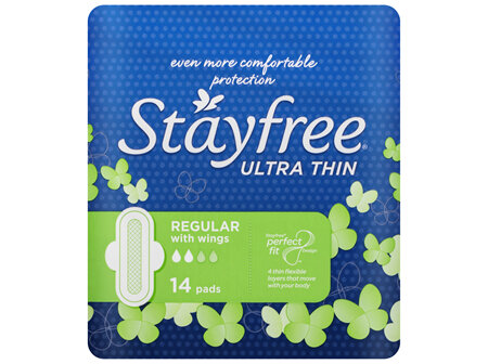 Stayfree Ultra Thin Regular Pads With Wings 14 Pack