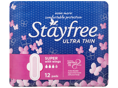 Stayfree Ultra Thin Super Pads With Wings 12 Pack