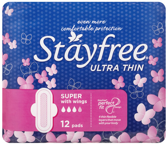 Stayfree Ultra Thin Super Pads With Wings 12 Pack