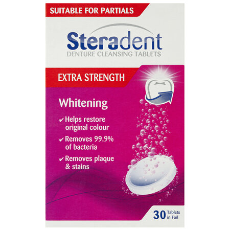 Steradent Denture Cleaning Tablets Extra Strength Intensive Whitening 30 Pack