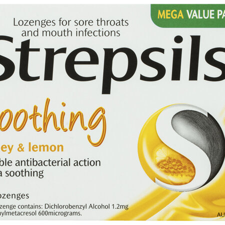 Strepsils Soothing Sore Throat Lozenges Honey and Lemon 48 Pack