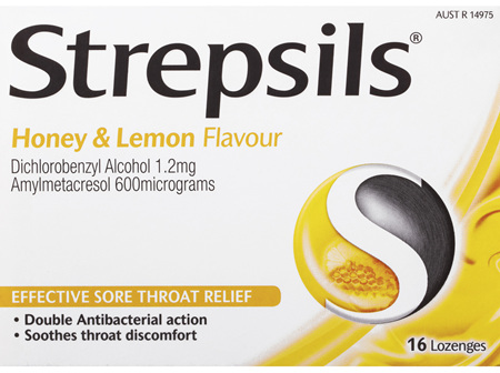 Strepsils Sore Throat Relief Honey & Lemon 16 Pack