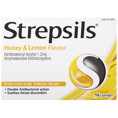 Strepsils Sore Throat Relief Honey & Lemon 16 Pack