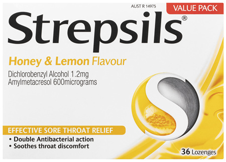 Strepsils Sore Throat Relief Honey & Lemon 36 Pack